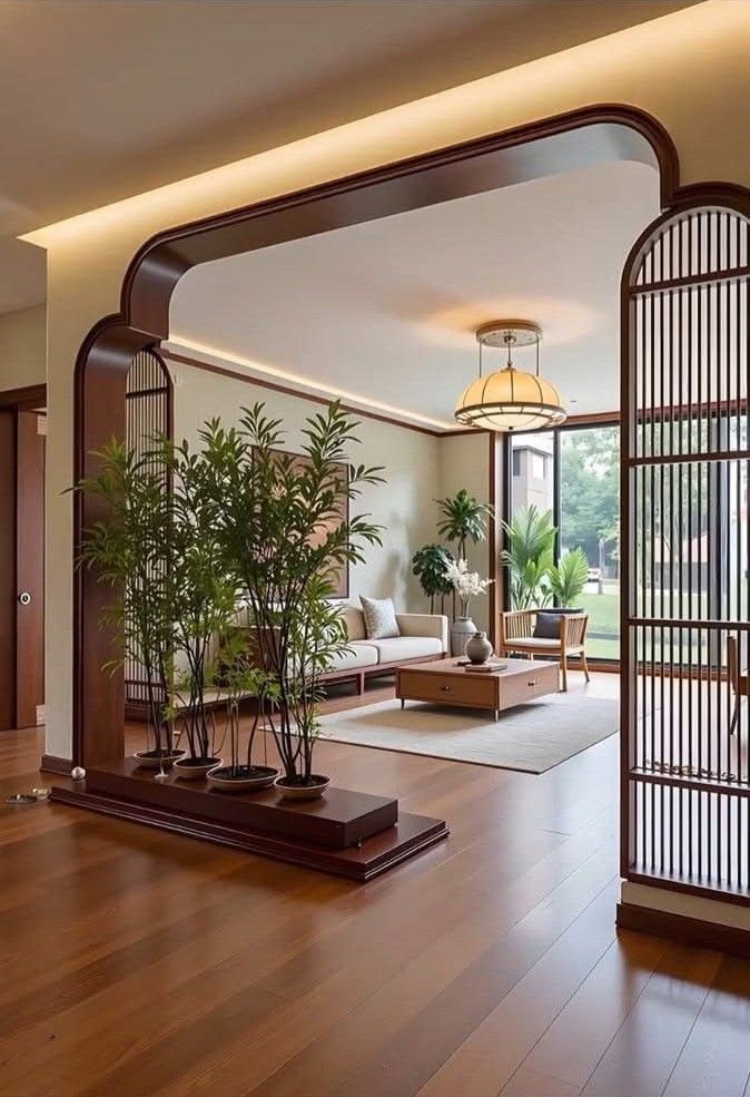 Custom wood partition and joinery in a Dubai villa